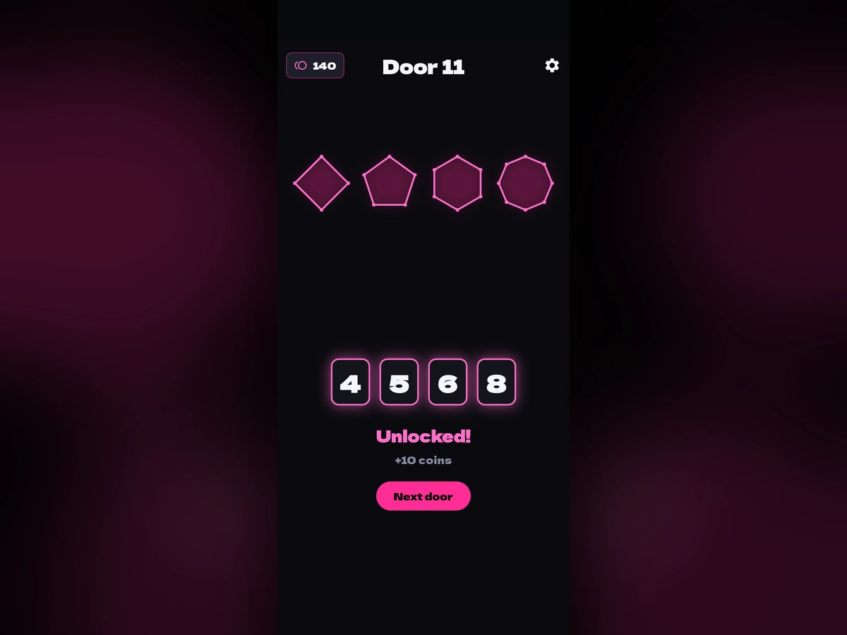 Mock screenshot of a Quadigit level screen