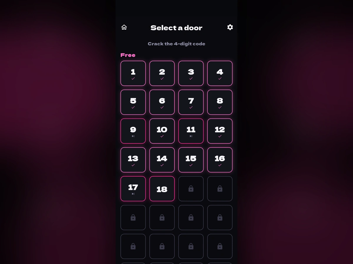 Mock screenshot of the Quadigit level grid